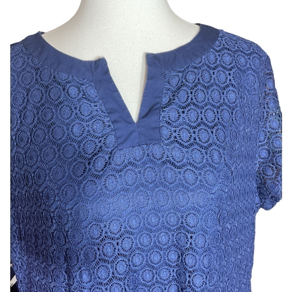 Isaac Mizrahi Women’s Blue V Cut Neck Short Sleeve Knee Length Dress Size 1X - Picture 5 of 10